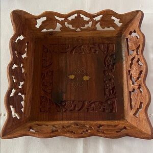 Intricately Carved Wooden Tray